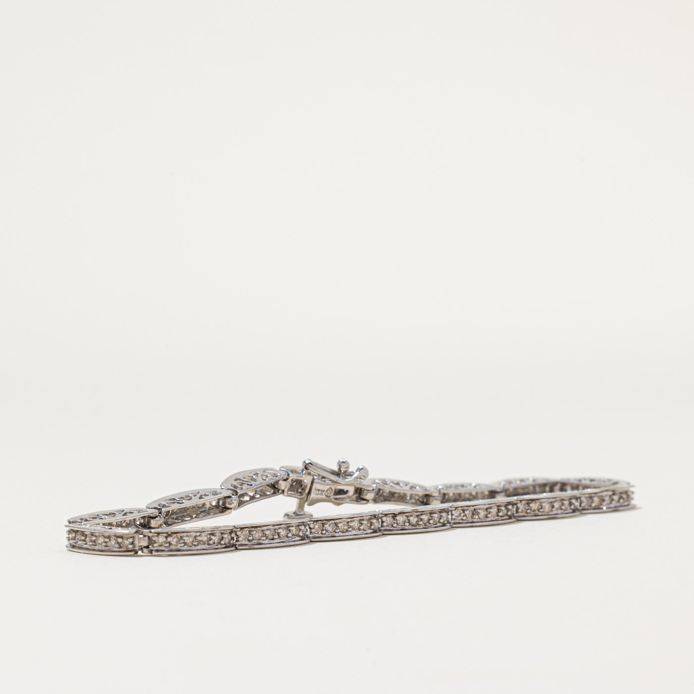 10K Diamond Bar Link Tennis Bracelet | 0.96ctw | 7"