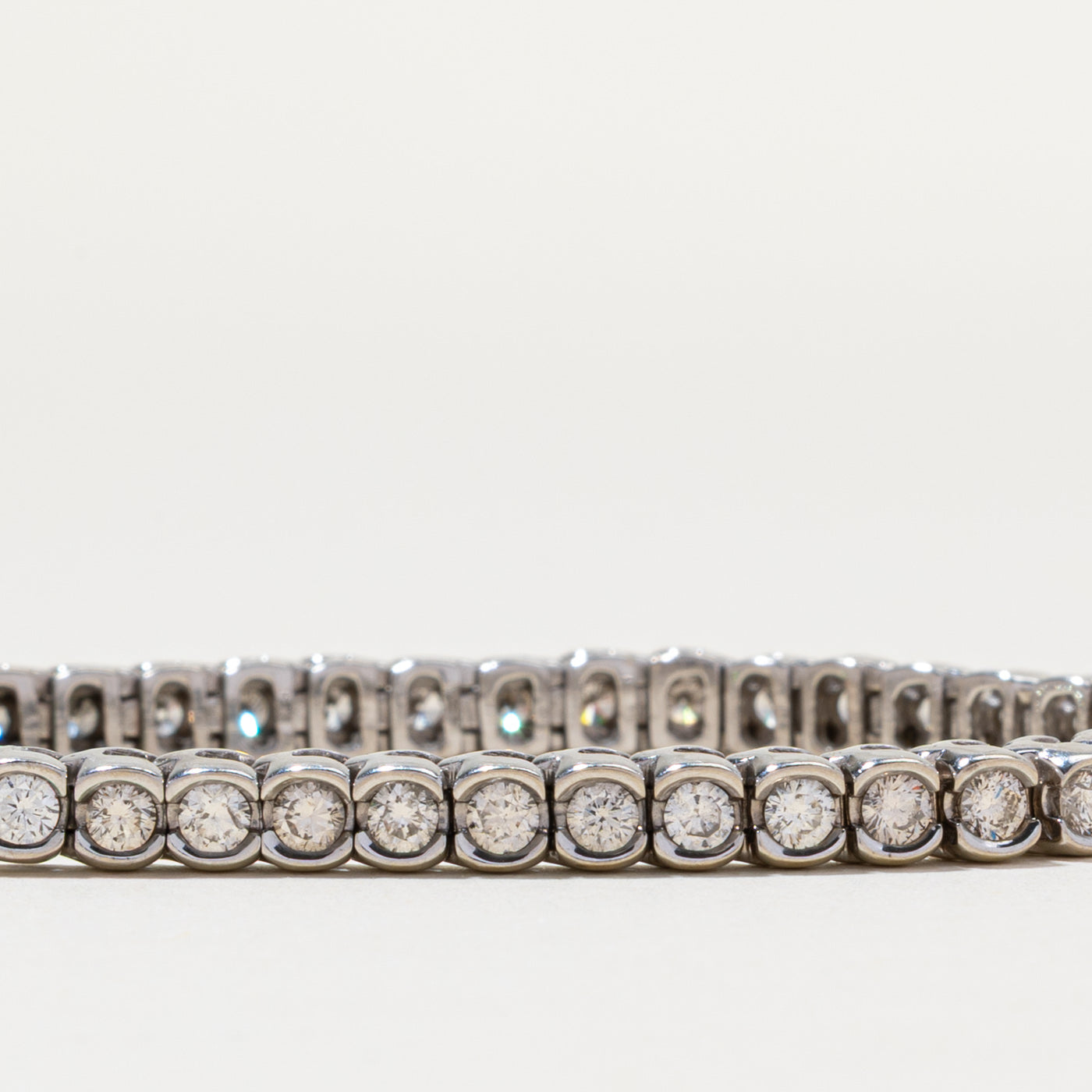14K Semi Bezel Set Diamond Tennis Bracelet | 2.76ctw | 6"