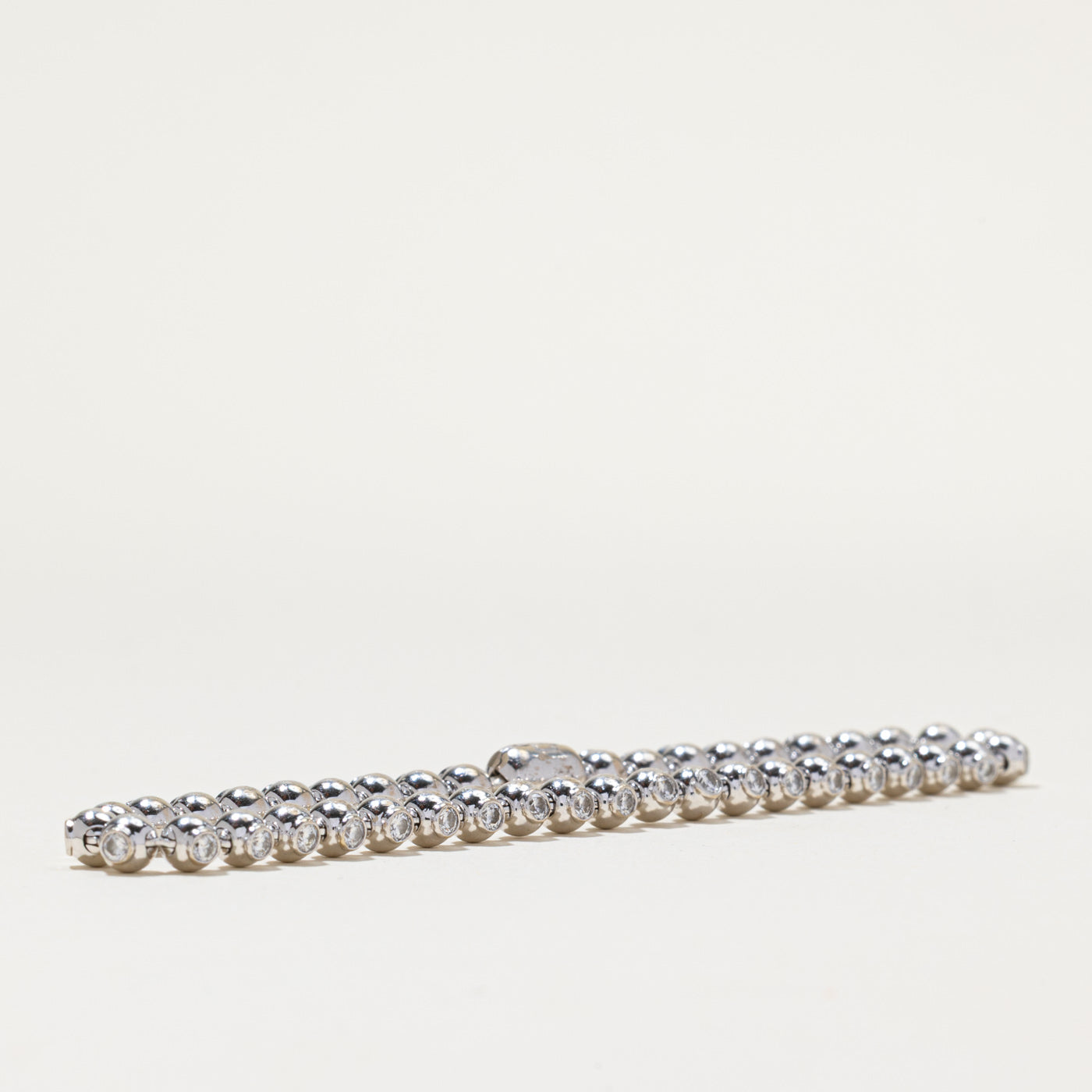 18K Bezel Set Beaded Diamond Tennis Bracelet | 1.61ctw | 7.5"