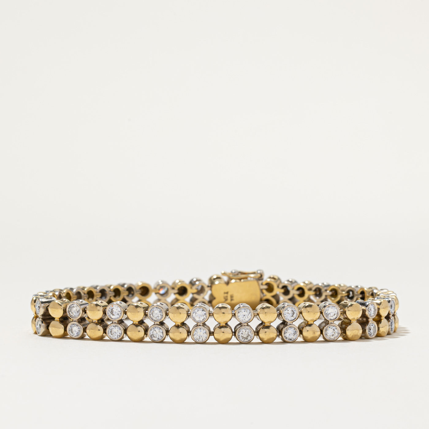 18k Multi Row Bezel Set Diamond Tennis Bracelet | 3.68ctw | 7.75"