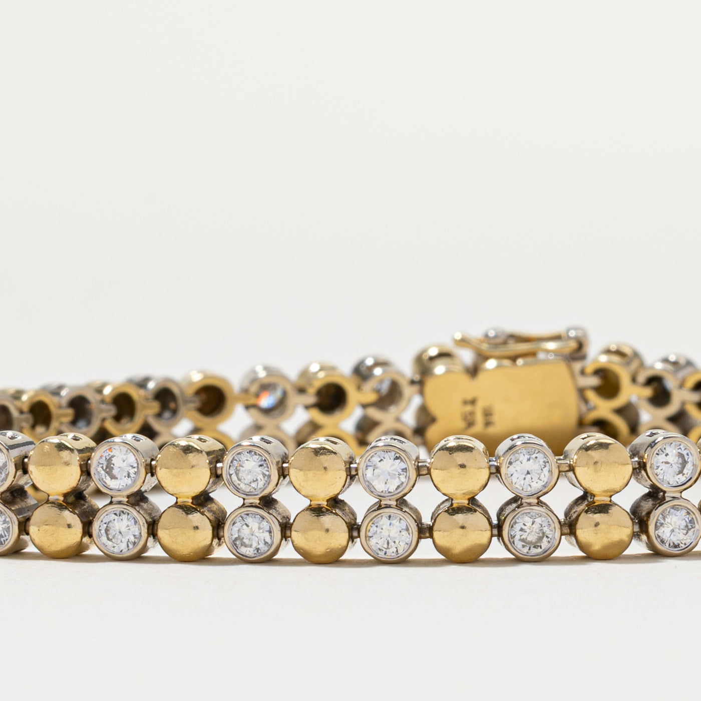 18k Multi Row Bezel Set Diamond Tennis Bracelet | 3.68ctw | 7.75"