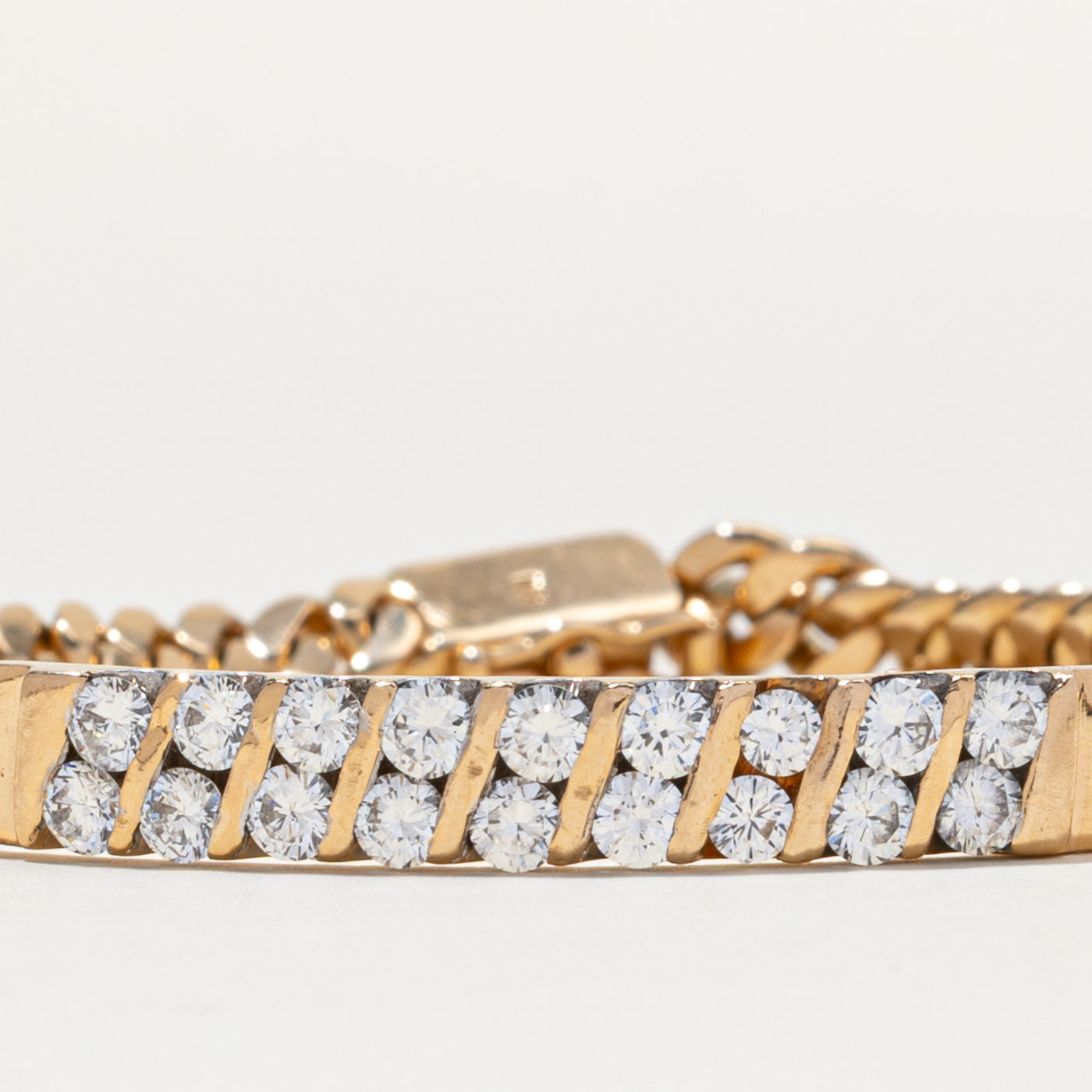 18k Multi Column Diamond Cuban Link Bracelet | 2.00ctw | 7"