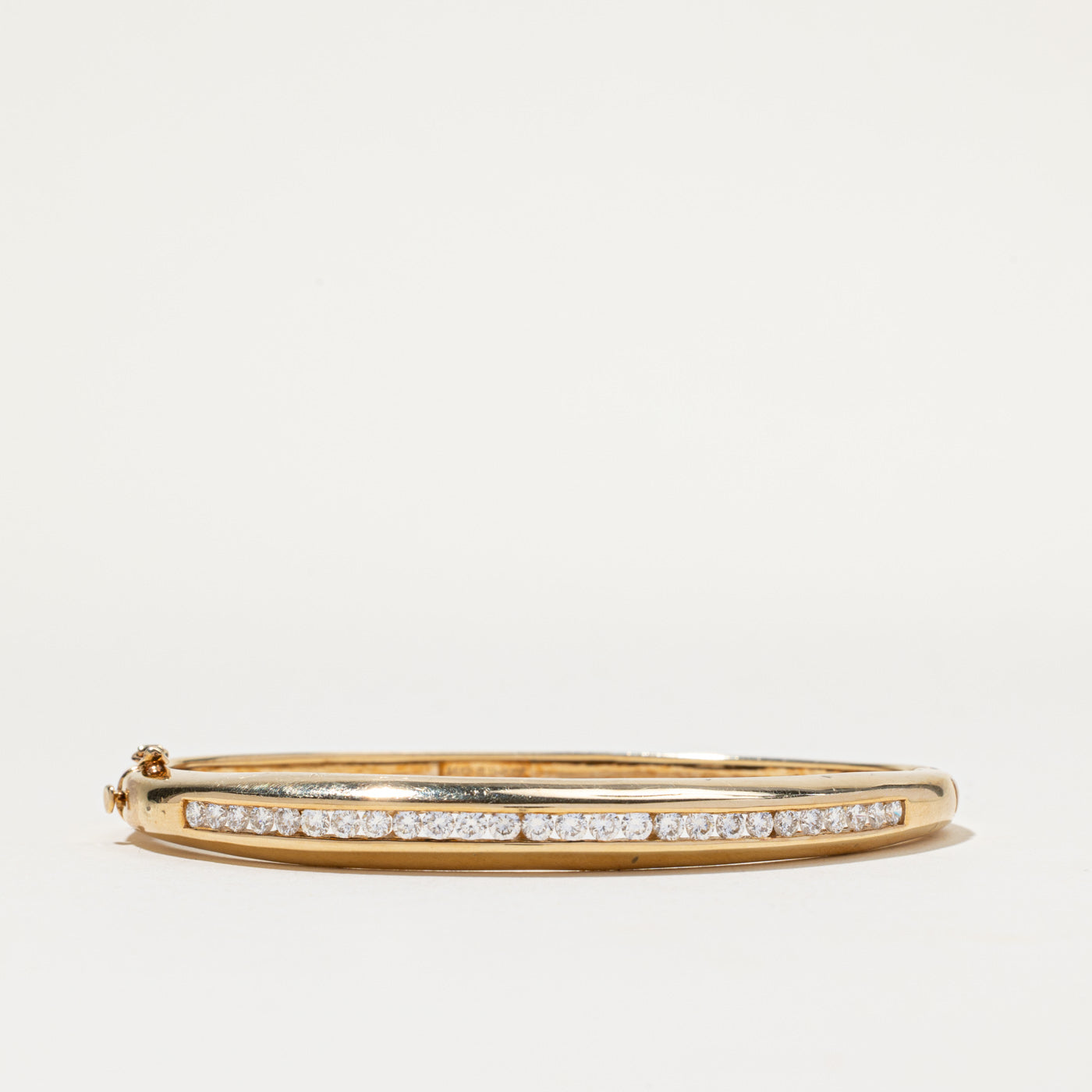 14K Channel Set Diamond Bangle Bracelet | 1.30ctw | 7"