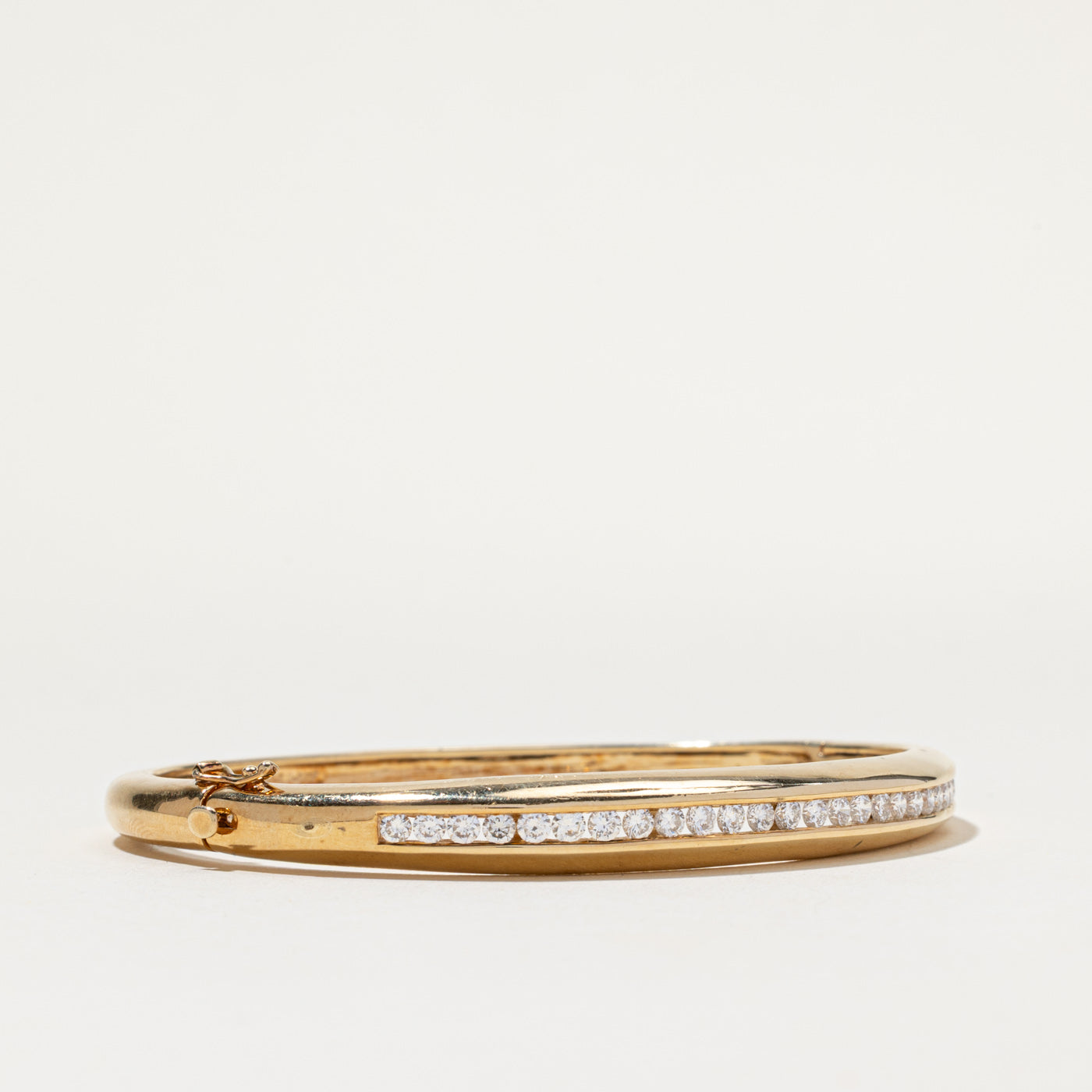 14K Channel Set Diamond Bangle Bracelet | 1.30ctw | 7"