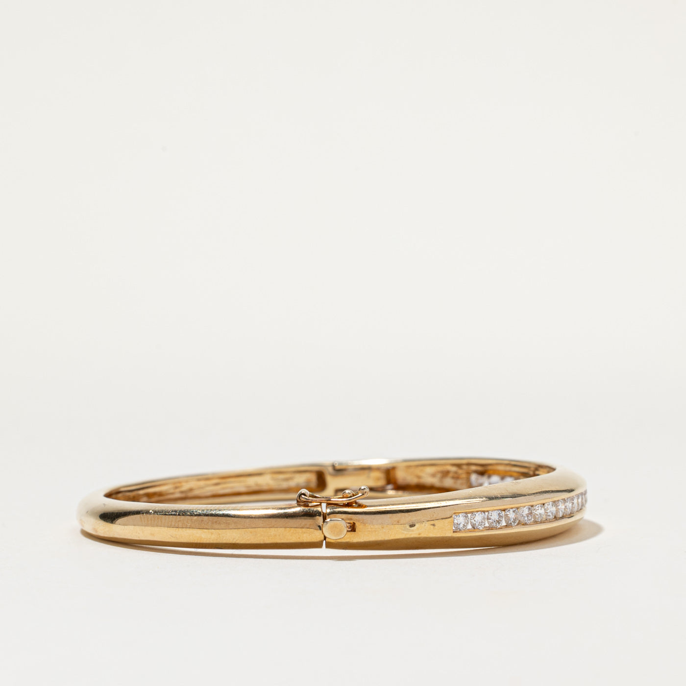14K Channel Set Diamond Bangle Bracelet | 1.30ctw | 7"