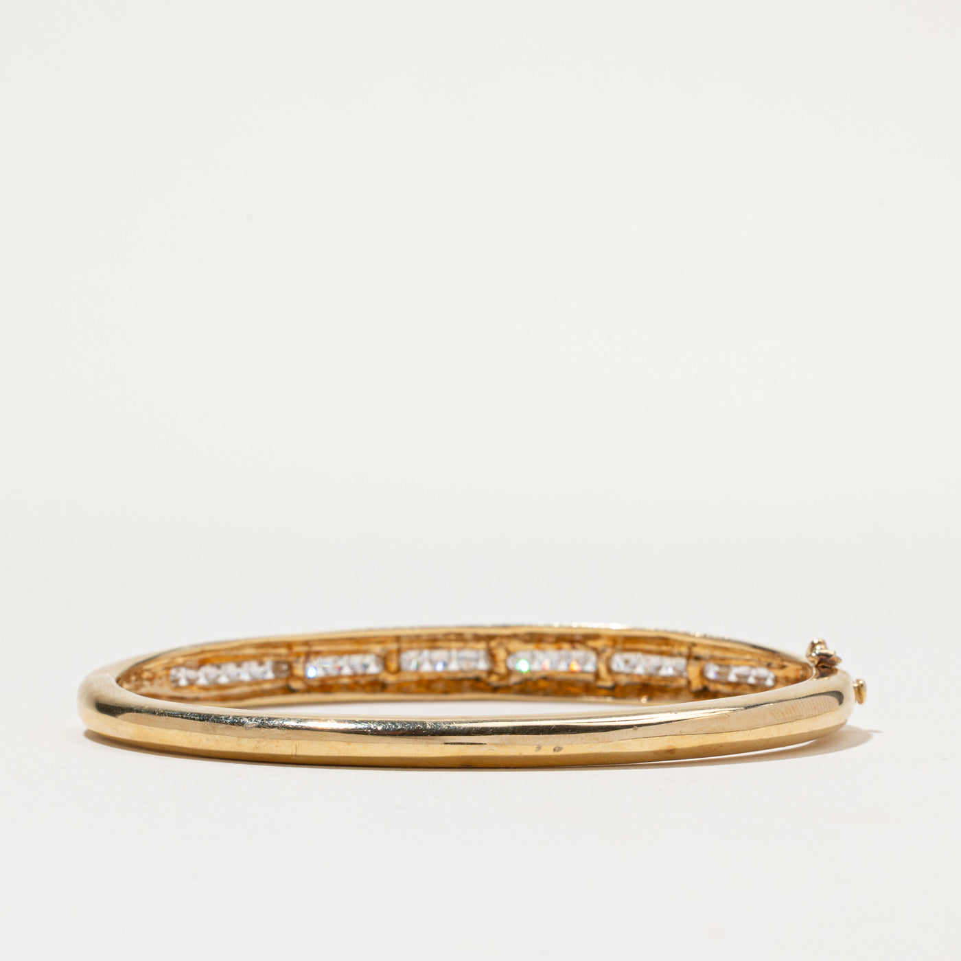 14K Channel Set Diamond Bangle Bracelet | 1.30ctw | 7"