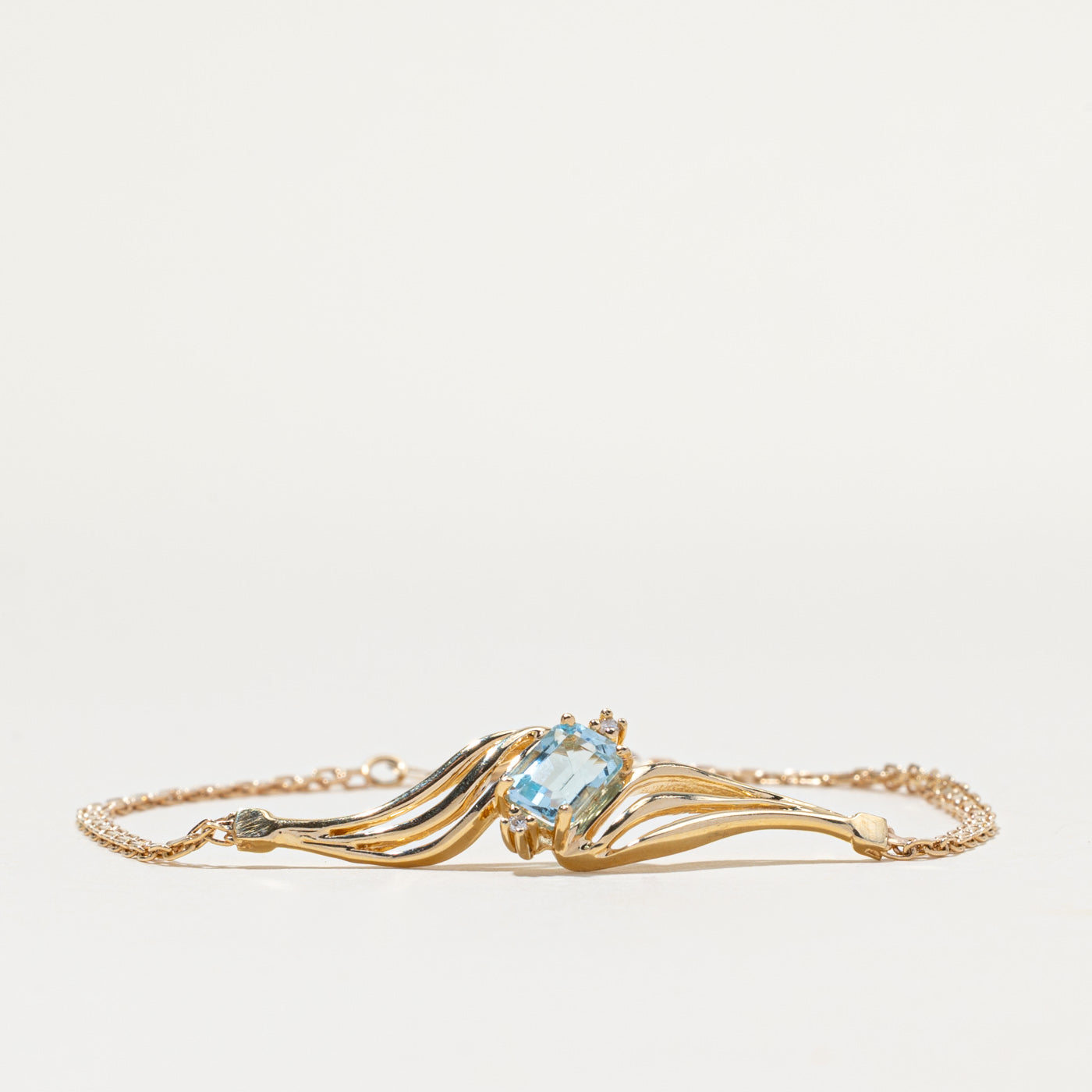 14k Blue Topaz & Diamond Bracelet | 1.00ct, 0.02ctw | 7"