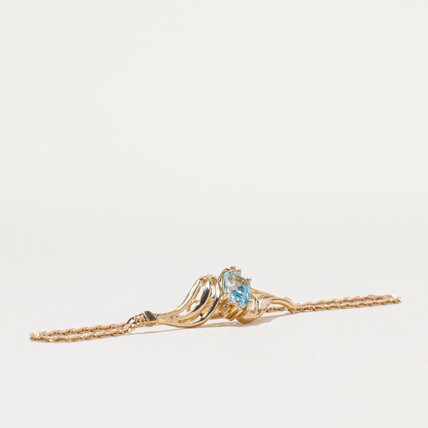 14k Blue Topaz & Diamond Bracelet | 1.00ct, 0.02ctw | 7"