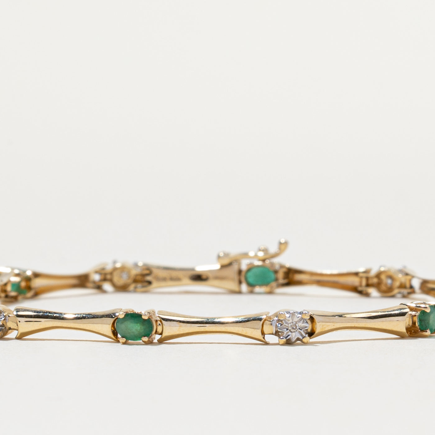 10K Emerald & Diamond Gemstone Bracelet | 0.75ctw, 0.02ctw | 7.5"