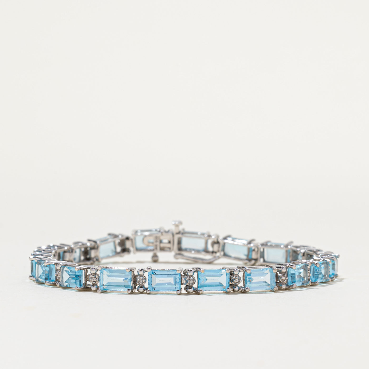 10K Blue Topaz Gemstone Bracelet | 14.00ctw | 7"