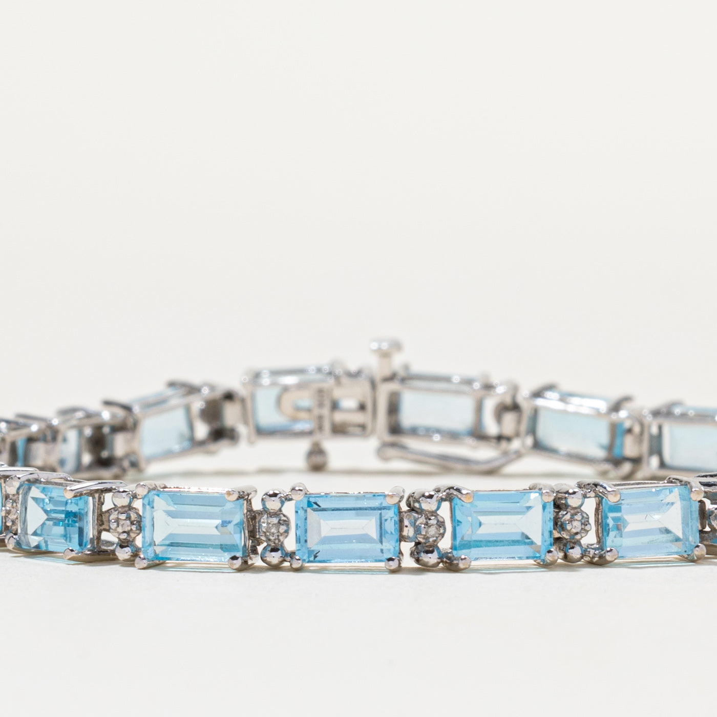 10K Blue Topaz Gemstone Bracelet | 14.00ctw | 7"