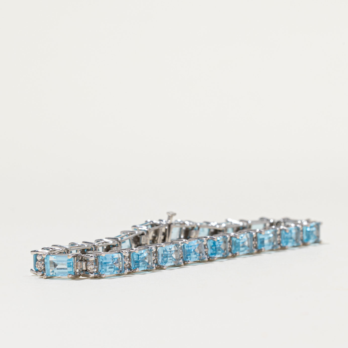10K Blue Topaz Gemstone Bracelet | 14.00ctw | 7"