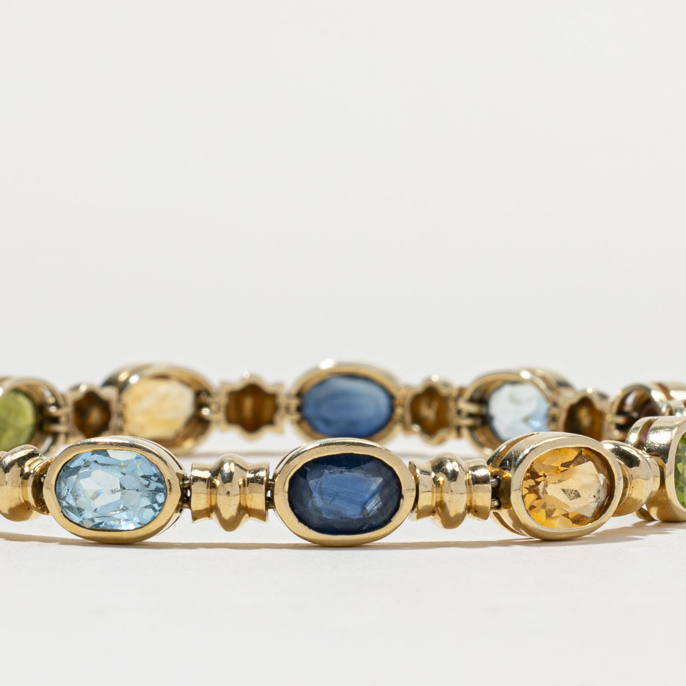14K Bezel Set Multi Gemstone Bracelet | 15.00ctw | 7.5"