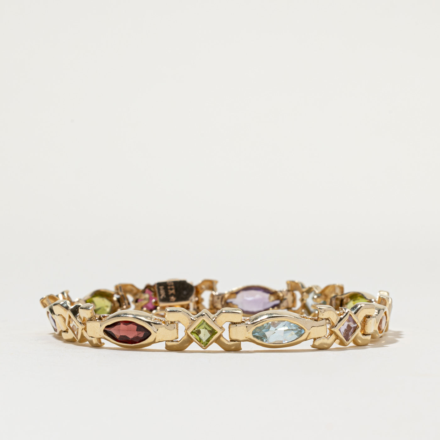 14K Bezel Set Multi Gemstone Bracelet | 7.60ctw | 7.5"