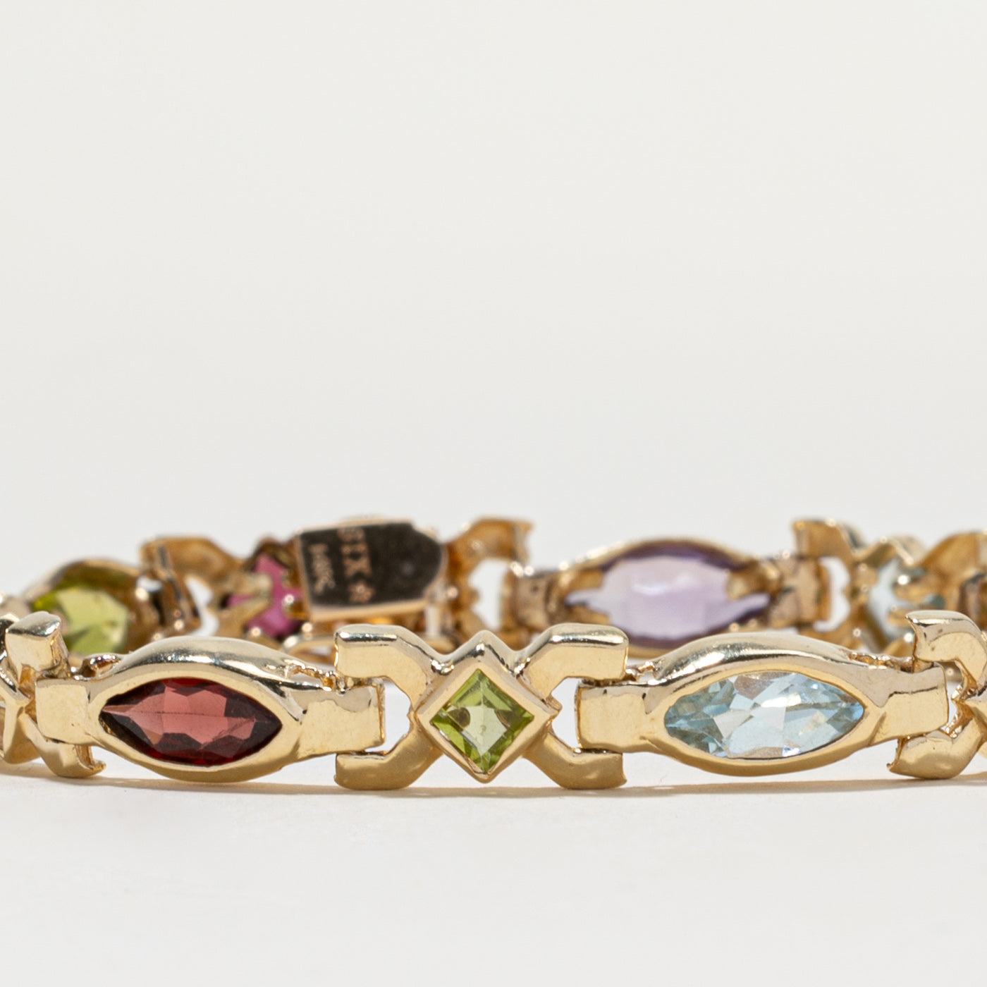 14K Bezel Set Multi Gemstone Bracelet | 7.60ctw | 7.5"
