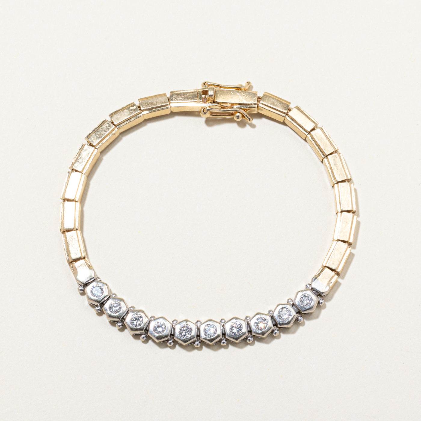 14K Diamond Hexagonal Design Bracelet | 1.10ctw | 7.5"