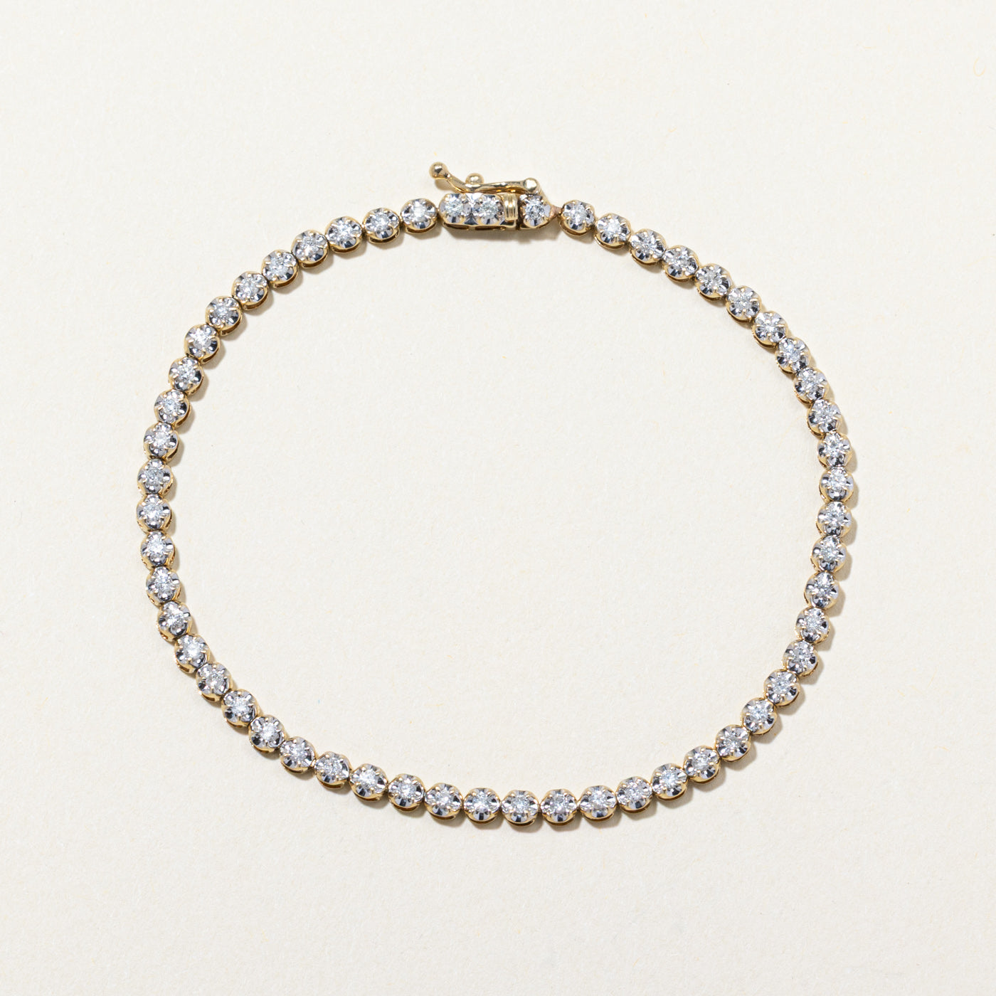 10K Illusion Set Diamond Tennis Bracelet | 1.10ctw | 7.5"