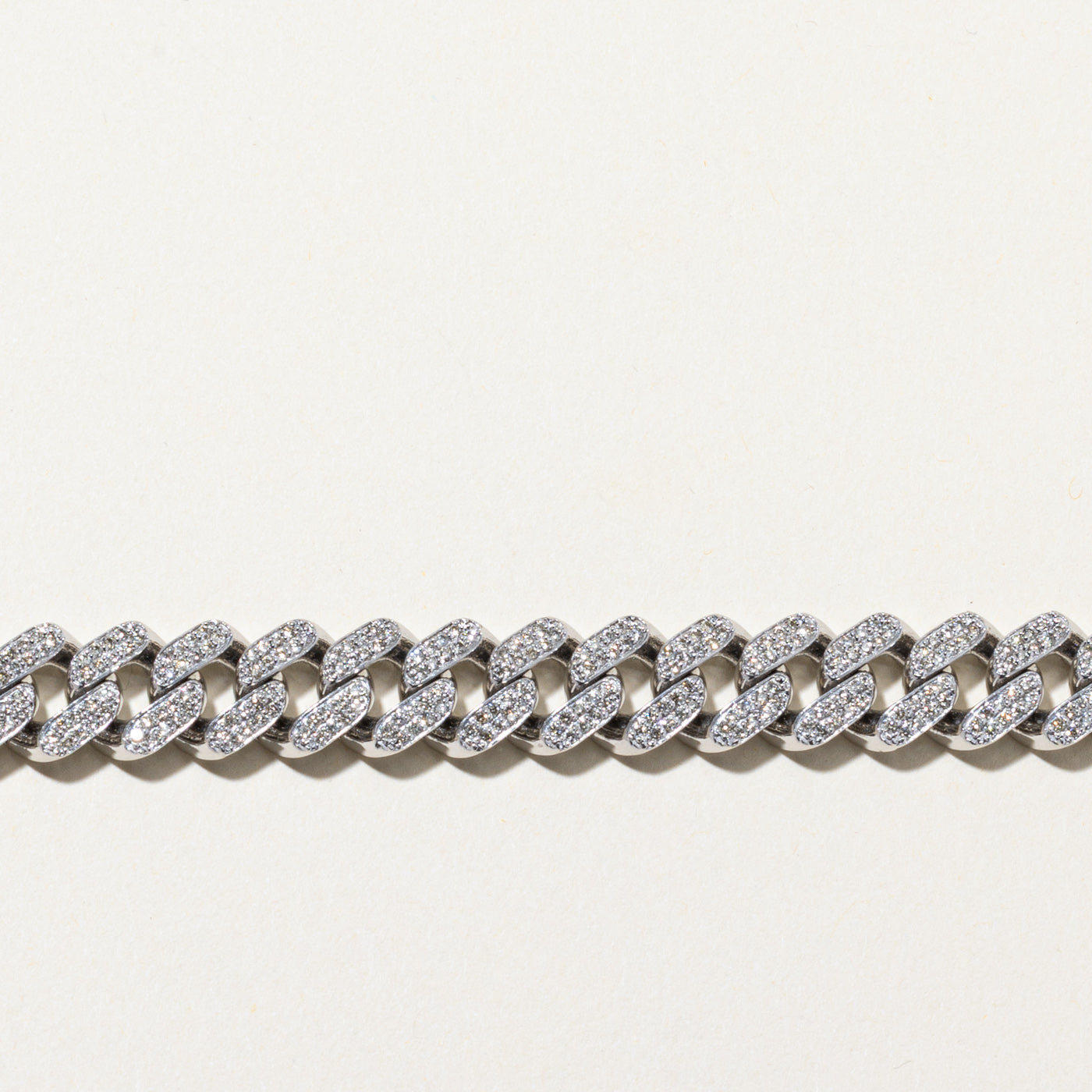 Bracelet cubain serti de diamants 10 carats | 3,80 ct | 21,6 cm