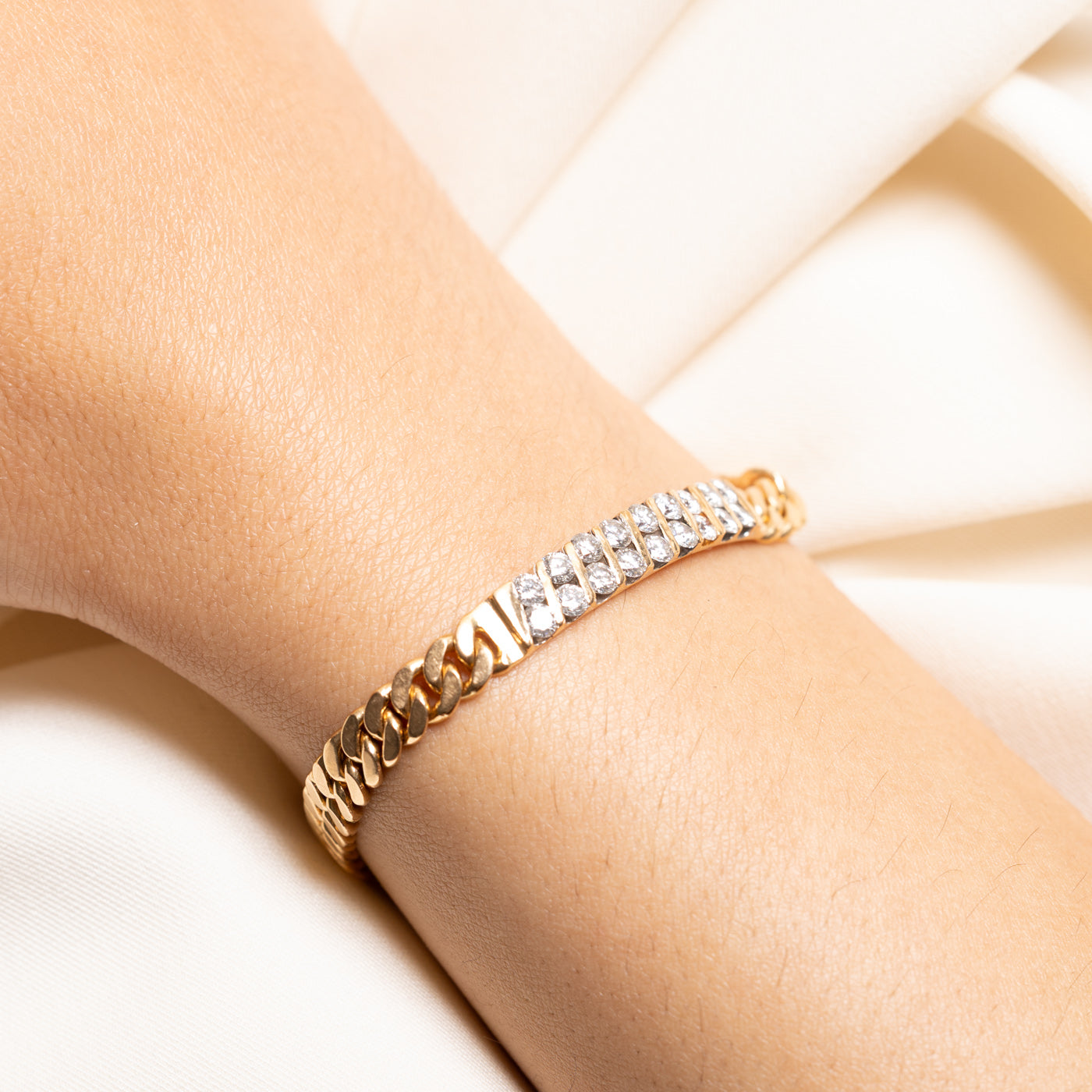 18k Multi Column Diamond Cuban Link Bracelet | 2.00ctw | 7"