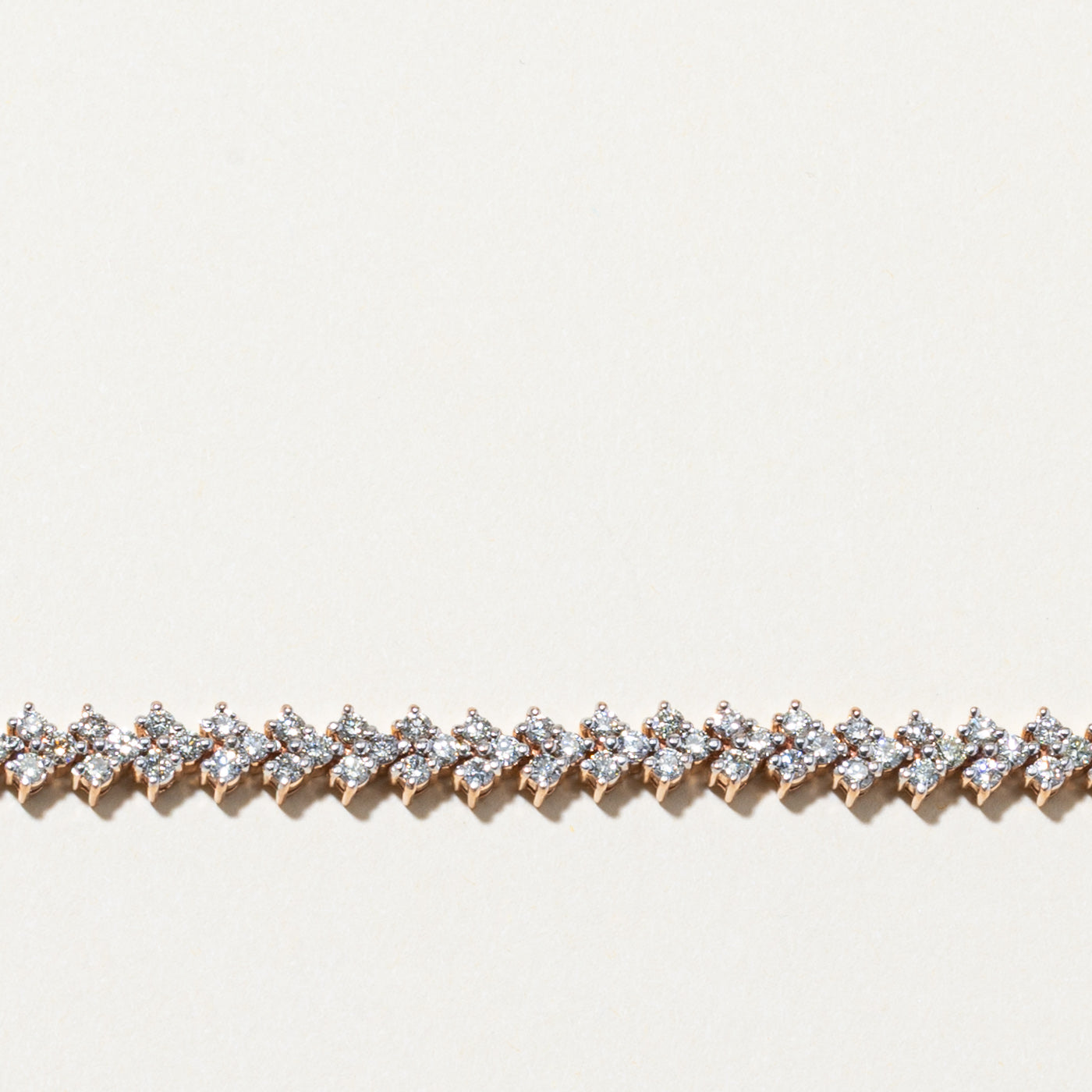 14k Diamond Chevron Pattern Tennis Bracelet | 3.47ctw | 6.5"