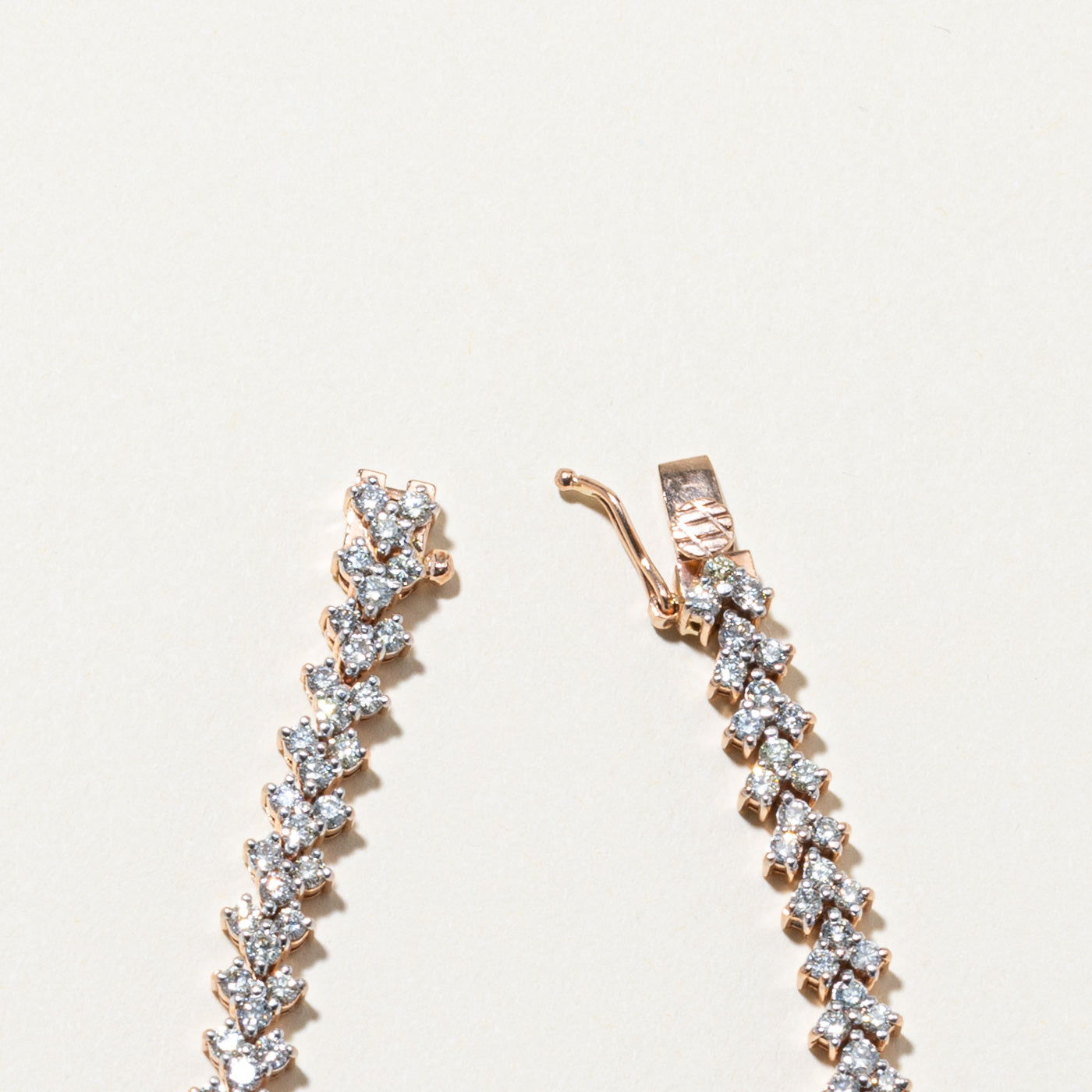 14k Diamond Chevron Pattern Tennis Bracelet | 3.47ctw | 6.5"