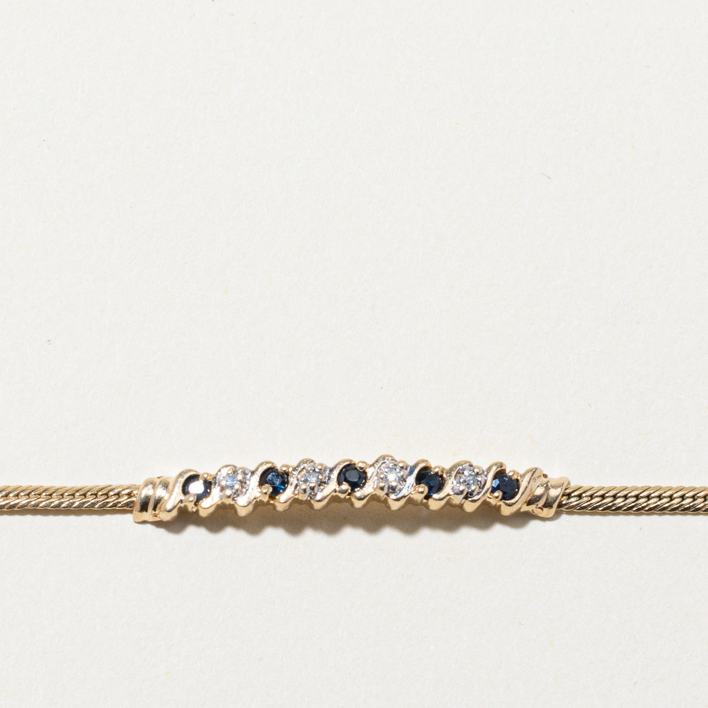 14K Sapphire & Diamond Bar Bracelet | 0.25ctw, 0.04ctw | 7"