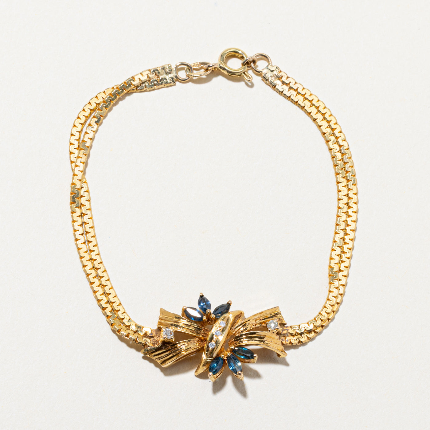 18k Sapphire & Diamond Bracelet | 0.50ctw, 0.08ctw | 6.5"