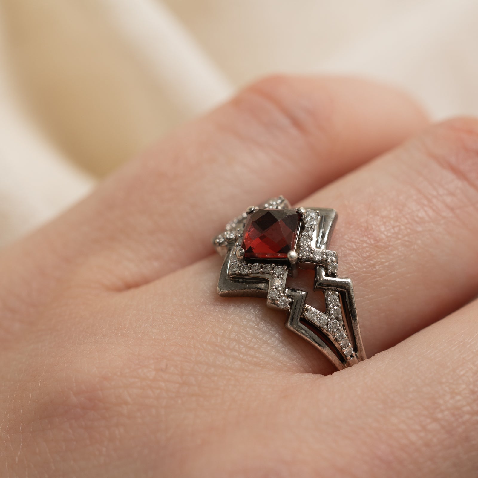 'Disney' Garnet & Diamond Ring | 0.50ct, 0.01ctw | SZ 9