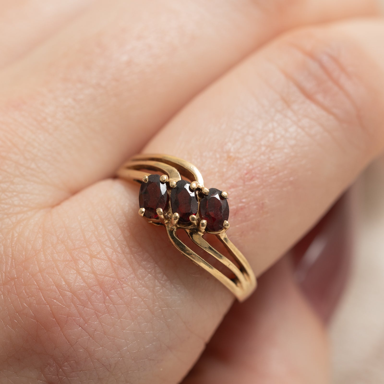 Diagonal Garnet Bypass Ring | 0.75ctw | SZ 9.25