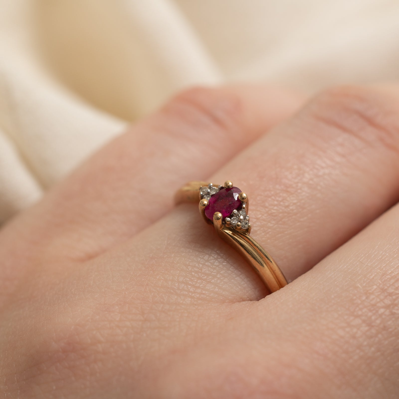 Ruby & Diamond Bypass Ring | 0.20ct, 0.02ctw | SZ 7.75