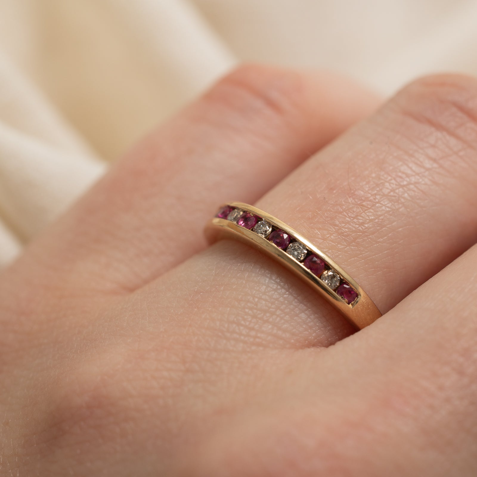Semi Eternity Ruby & Diamond Band | 0.14ctw, 0.13ctw | SZ 7.5