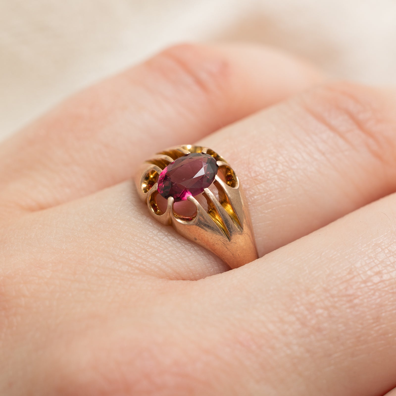 1896 Chester Blecher Set Garnet Ring | 0.95ct | SZ 8.75