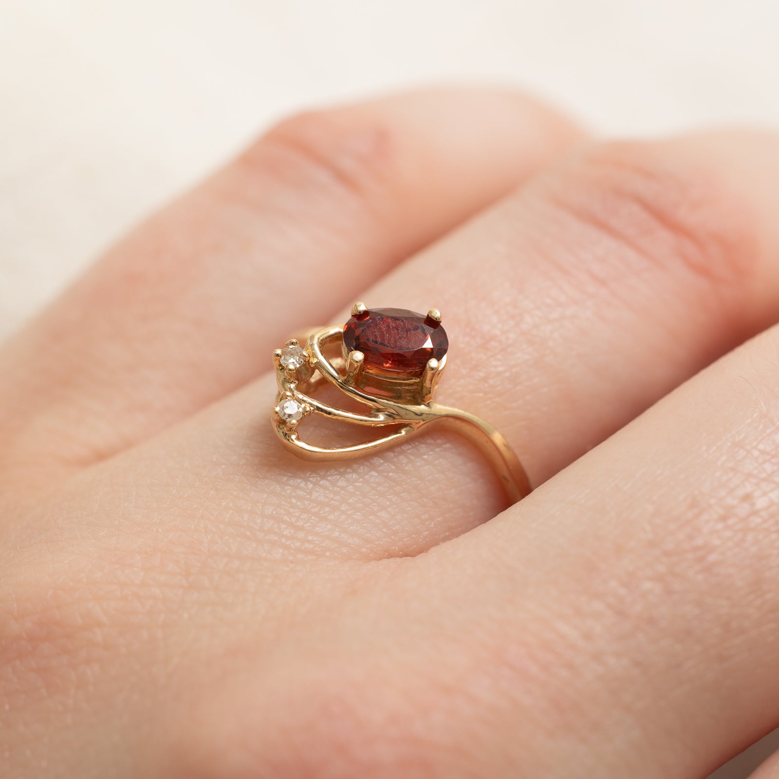 Garnet & Diamond Abstract Ring | 0.54ct, 0.01ctw | SZ 6.75