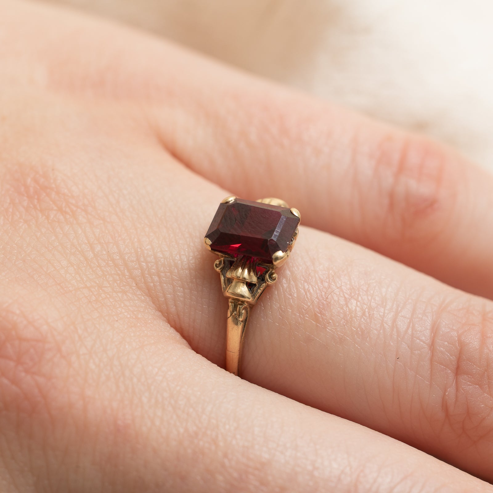 Bague solitaire en rubis synthétique | 2,00 ct | Taille 6,5