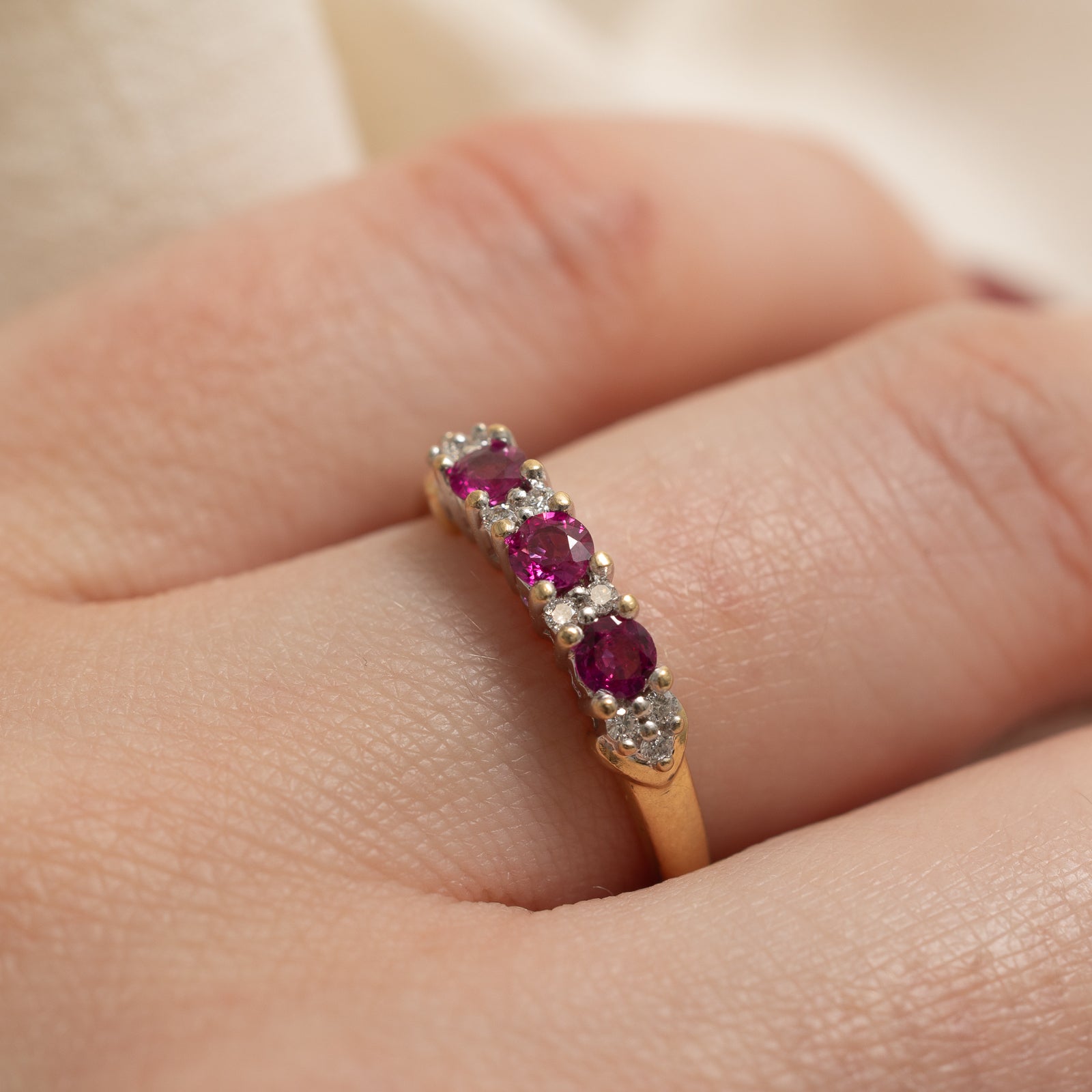 Synthetic Ruby & Diamond Ring | 0.32ctw, 0.06ctw | SZ 6.75