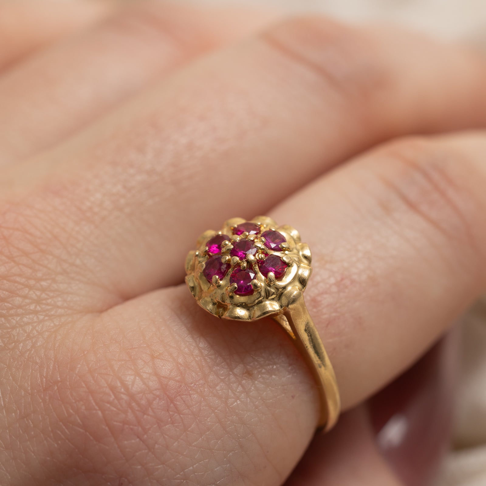 Synthetic Ruby Cluster Ring | 0.44ctw | SZ 7
