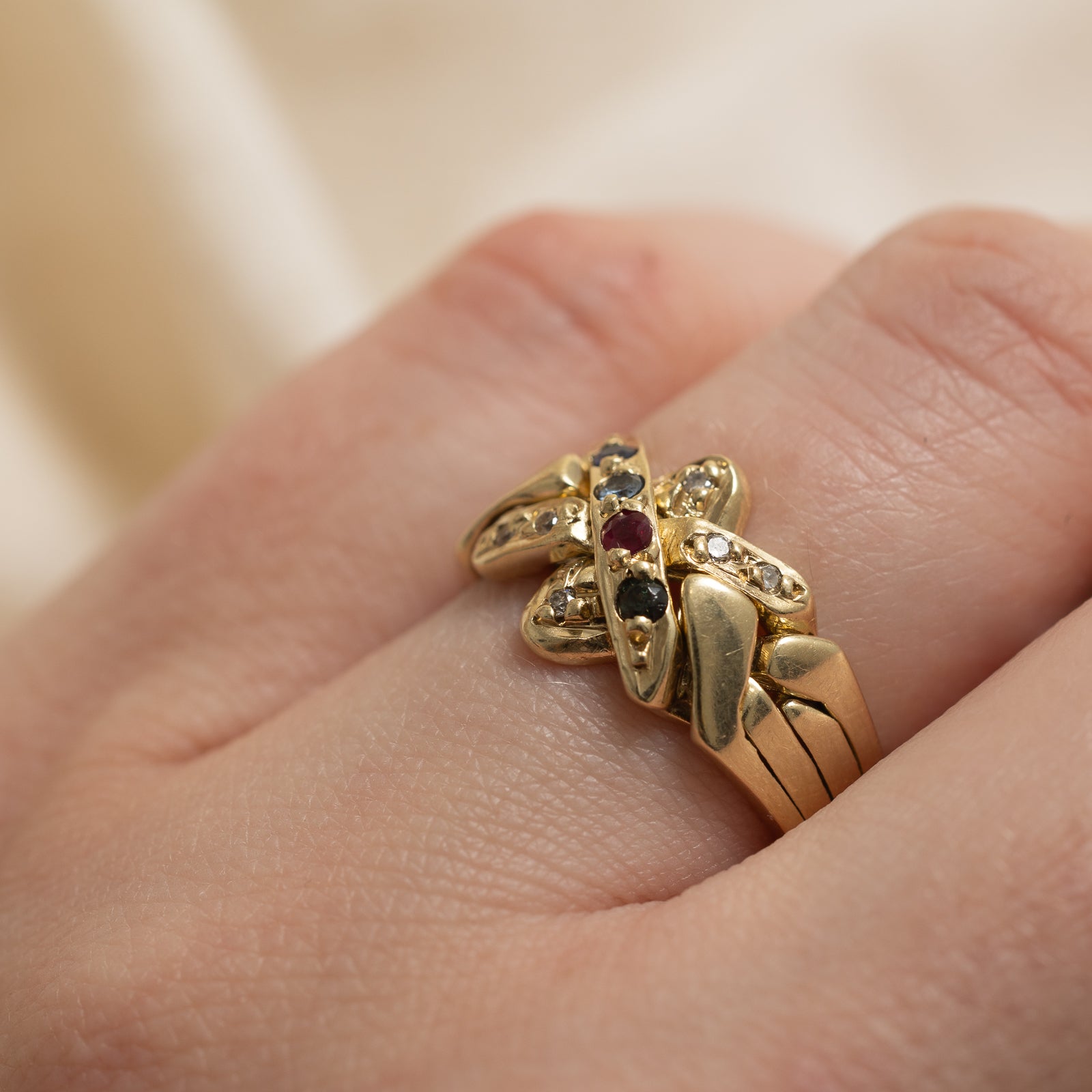 Multi Gemstone Puzzle Ring | 0.104ctw | SZ 6.75