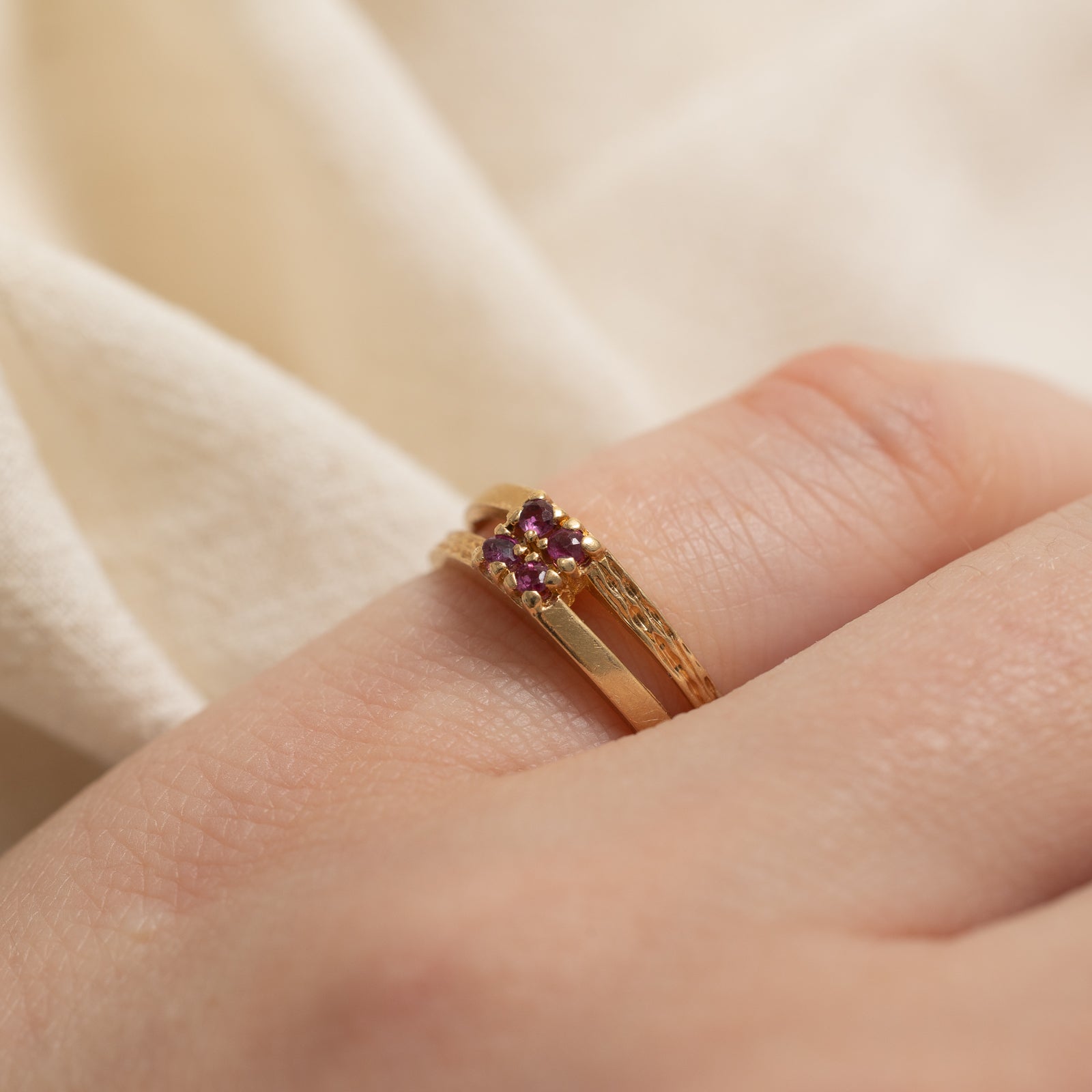 Round Cut Ruby Cluster Ring | 0.04ctw | SZ 3.75
