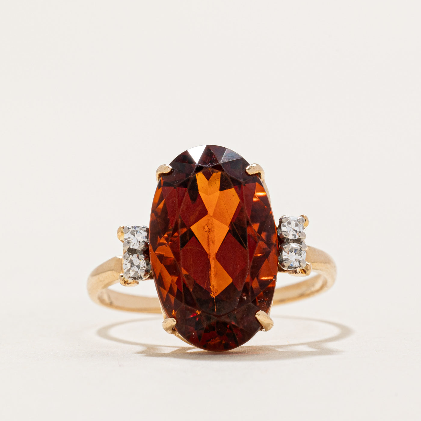 Orange Citrine & Diamond Cocktail Ring | 4.50ct, 0.06ctw | SZ 5.75