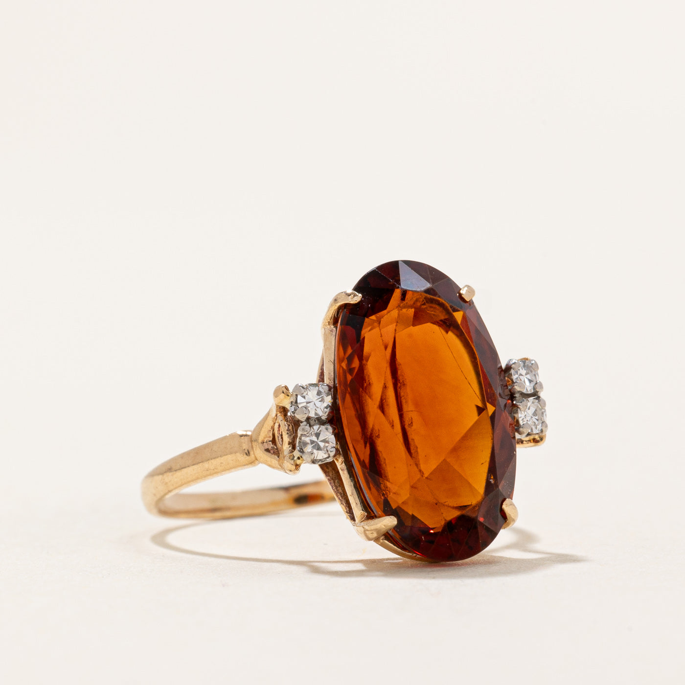 Orange Citrine & Diamond Cocktail Ring | 4.50ct, 0.06ctw | SZ 5.75