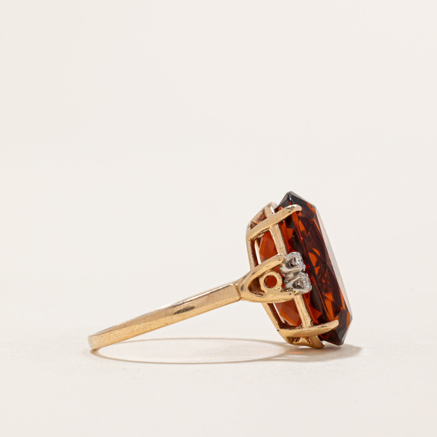 Orange Citrine & Diamond Cocktail Ring | 4.50ct, 0.06ctw | SZ 5.75