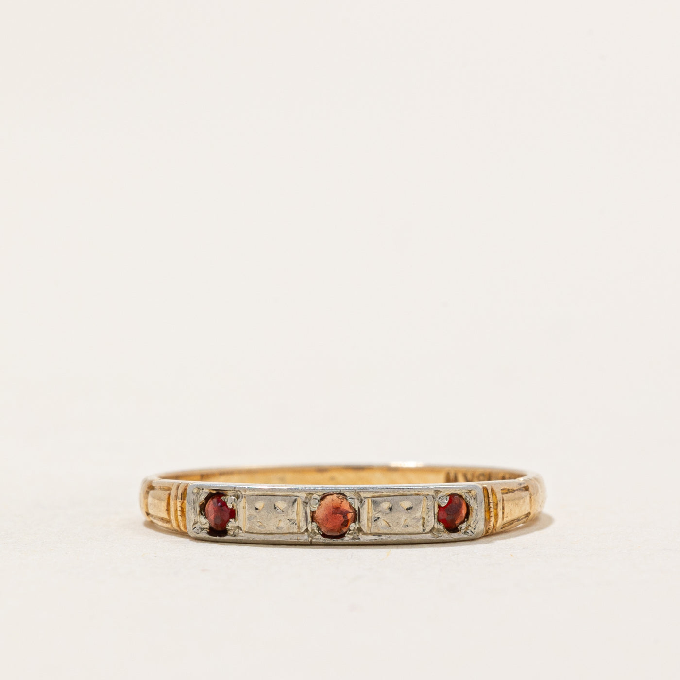 Three Stone Garnet Ring | 0.08ctw | SZ 4.5