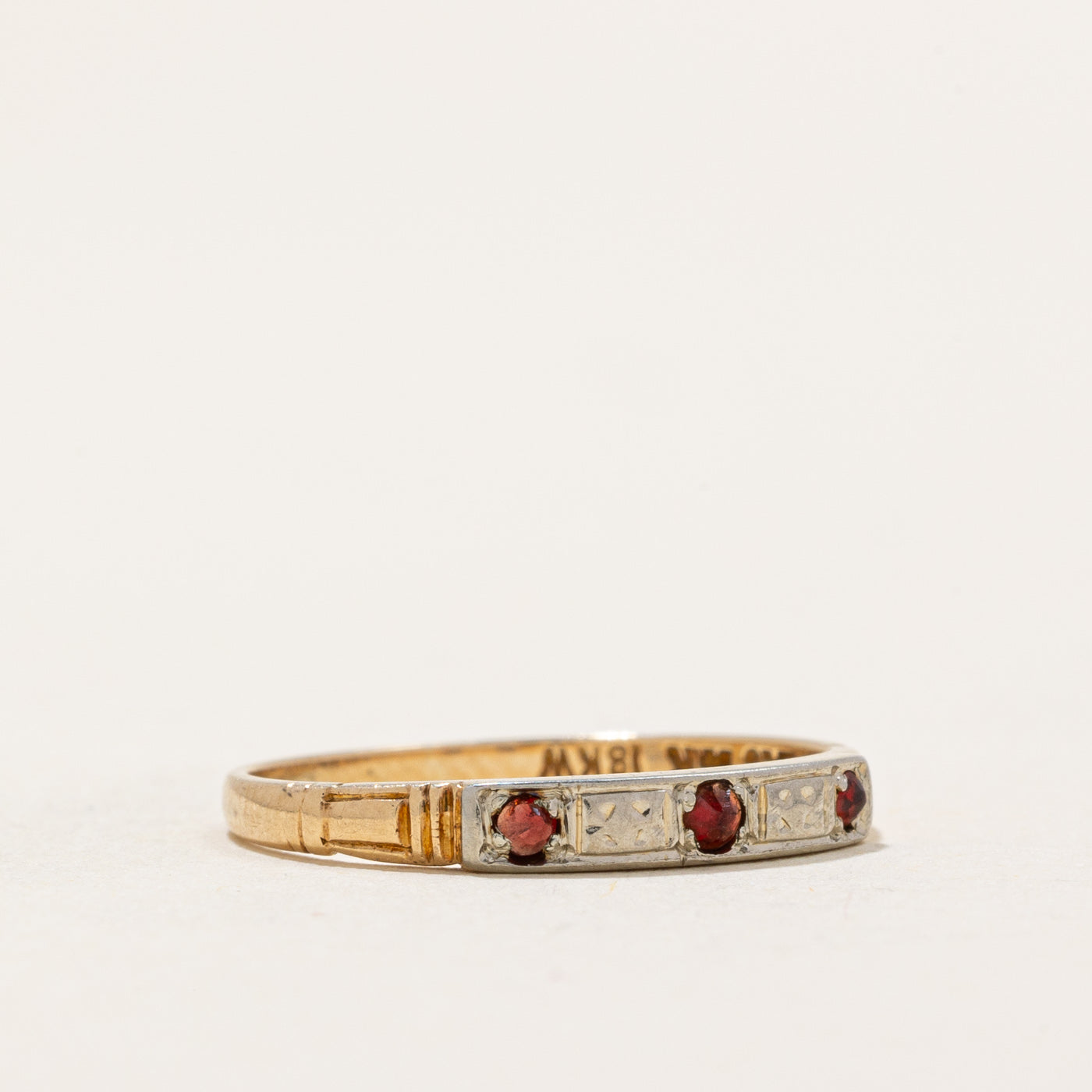 Three Stone Garnet Ring | 0.08ctw | SZ 4.5