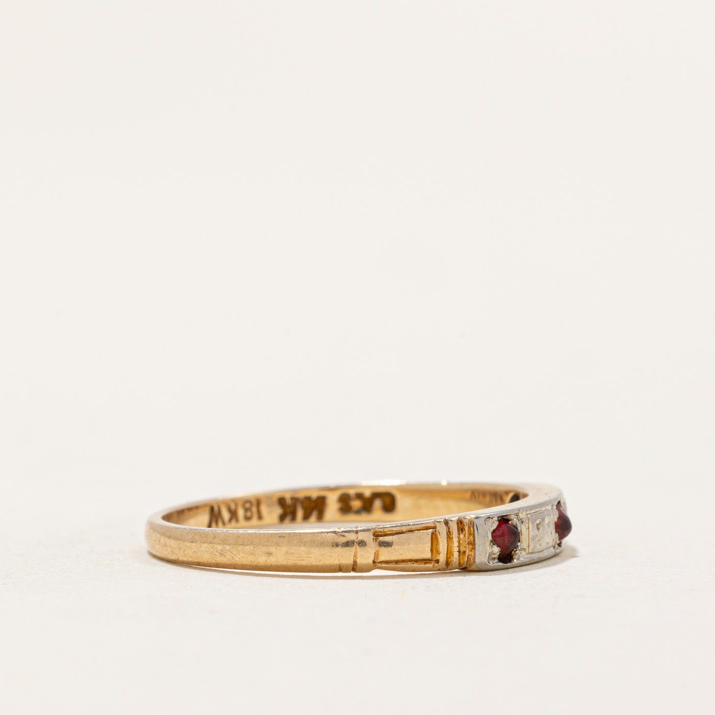 Three Stone Garnet Ring | 0.08ctw | SZ 4.5