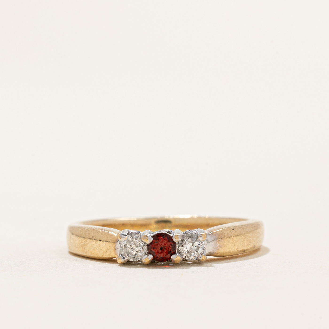 Garnet & Diamond Ring | 0.05ct, 0.12ctw | SZ 6.25