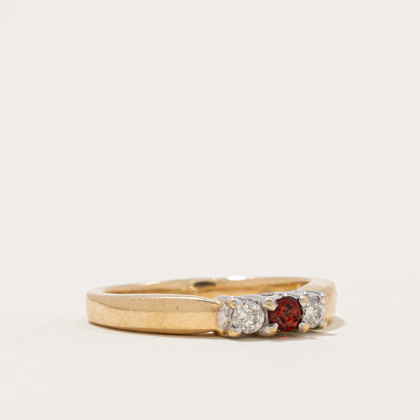 Garnet & Diamond Ring | 0.05ct, 0.12ctw | SZ 6.25