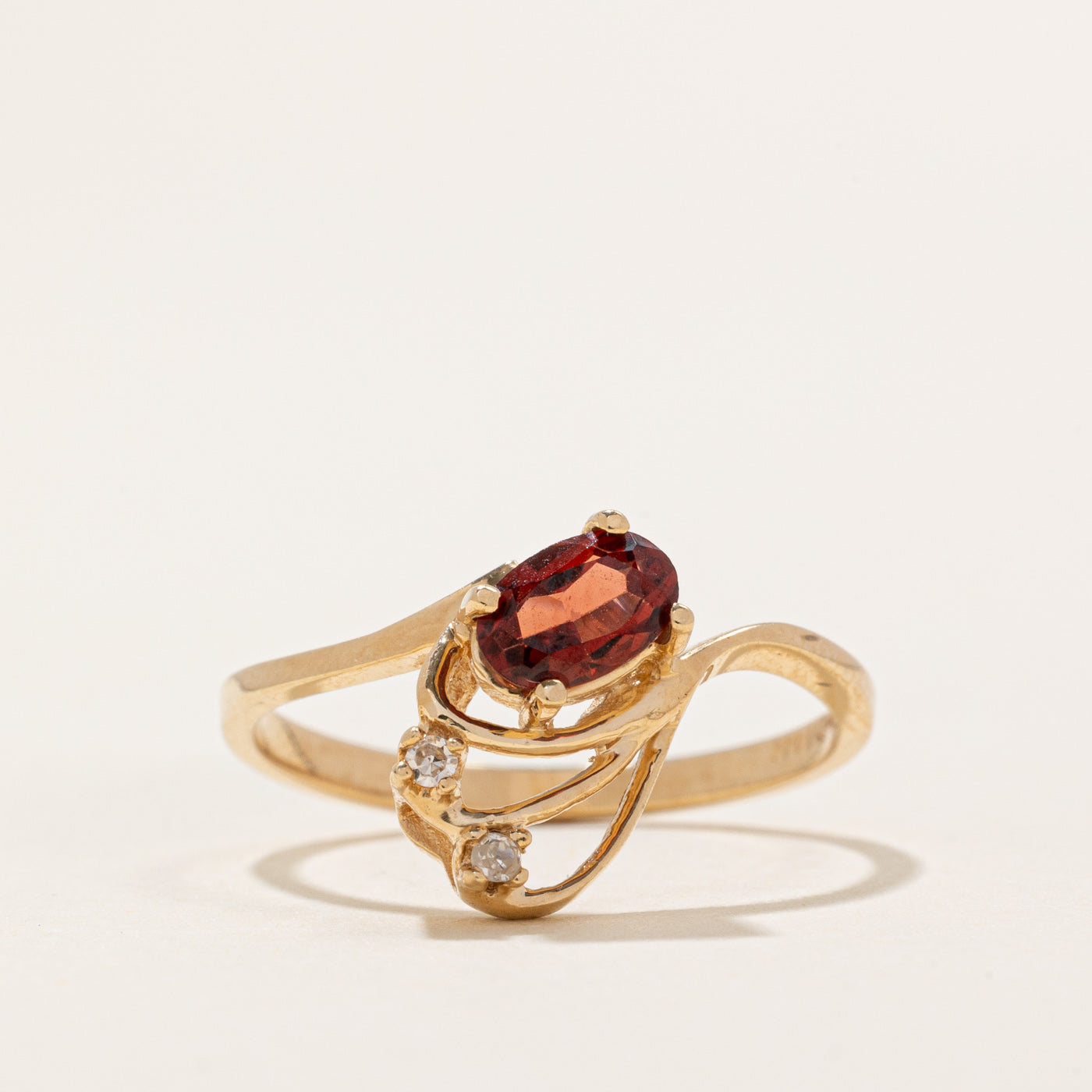 Garnet & Diamond Abstract Ring | 0.54ct, 0.01ctw | SZ 6.75