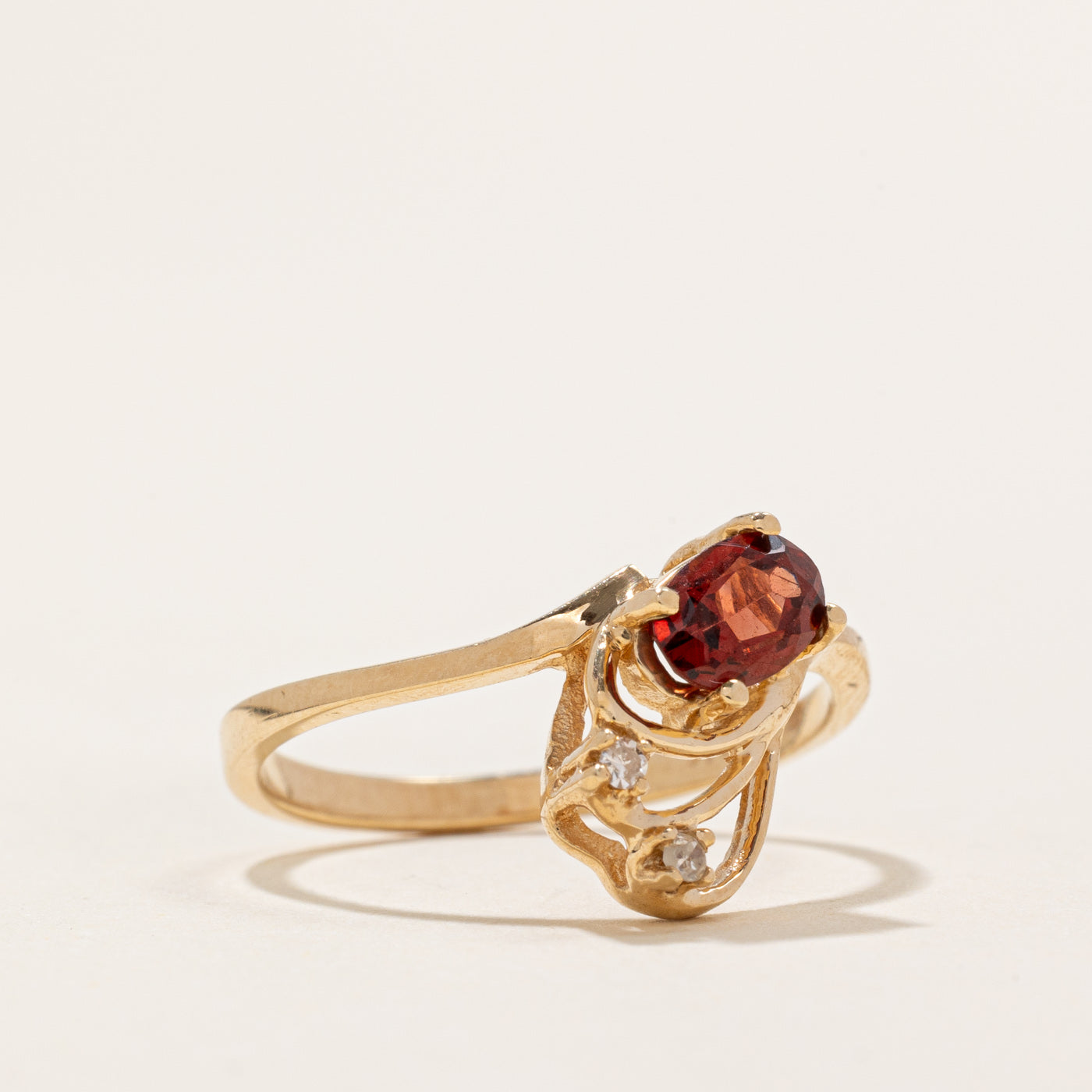Garnet & Diamond Abstract Ring | 0.54ct, 0.01ctw | SZ 6.75