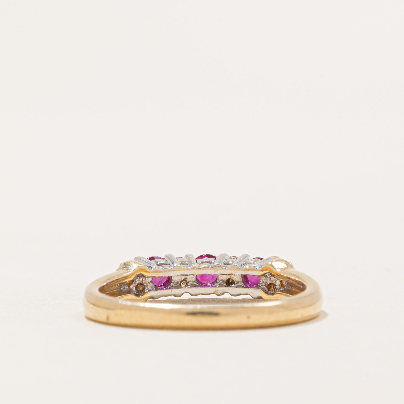 Synthetic Ruby & Diamond Ring | 0.32ctw, 0.06ctw | SZ 6.75