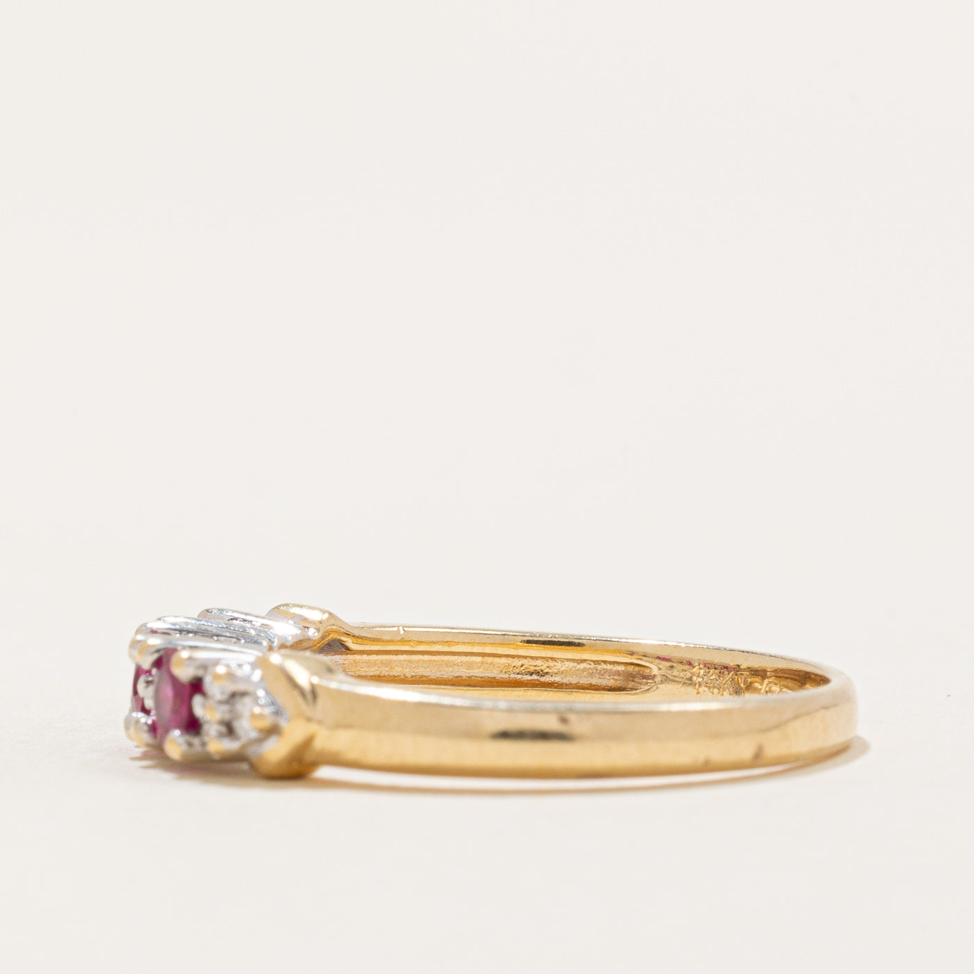 Synthetic Ruby & Diamond Ring | 0.32ctw, 0.06ctw | SZ 6.75